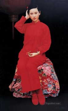 中国 Painting - 花嫁 WYD 中国の女の子